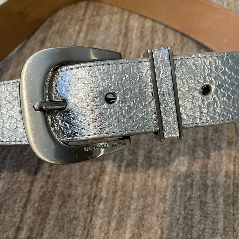 Michael Kors Silver Textured Belt
